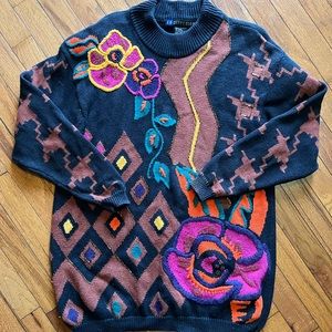 Vintage 1992 Pullover Sweater Ib Diffusion Bold Loud Colors Retro Size Small